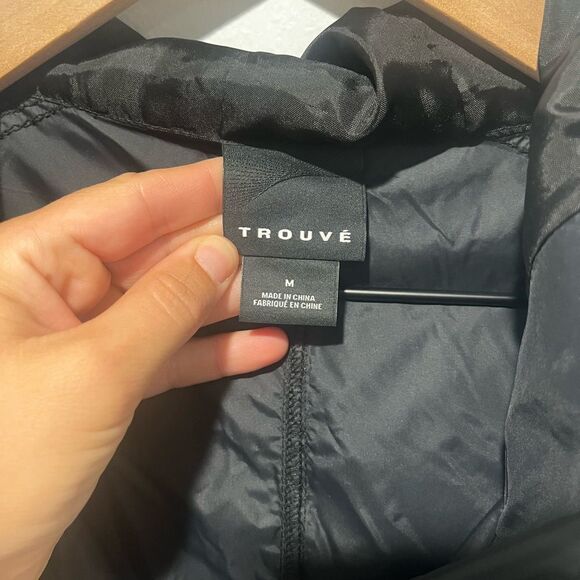 Trouvé Black Rain Hooded Trench Coat Nylon Lightweight M - Picture 4 of 6